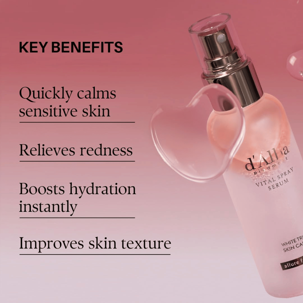 d'Alba White Truffle Vital Spray Serum – mist sérum calmante para piel sensible, rojeces e hidratación
