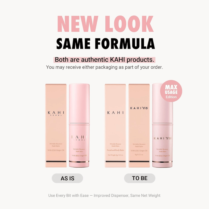 KAHI Wrinkle Bounce Multi Balm – nuevo diseño con la misma fórmula, bálsamo multifuncional en barra con Jeju Origin Oil para una piel hidratada y más firme.