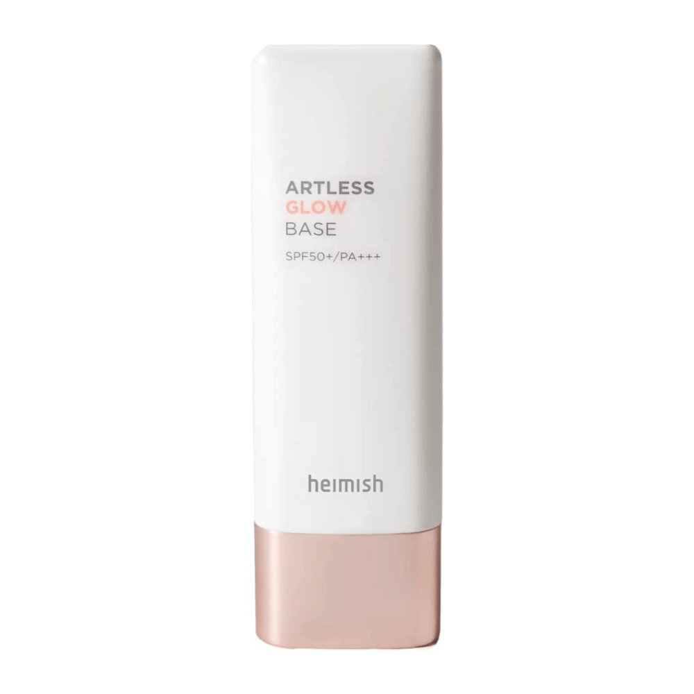 Un tubo brillante de heimish Artless Glow Base SPF 50+ PA+++ 40ml.