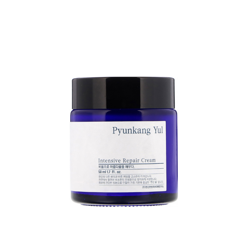 Un frasco Intensive Repair Cream de 50ml de Pyunkang Yul sobre fondo blanco.
