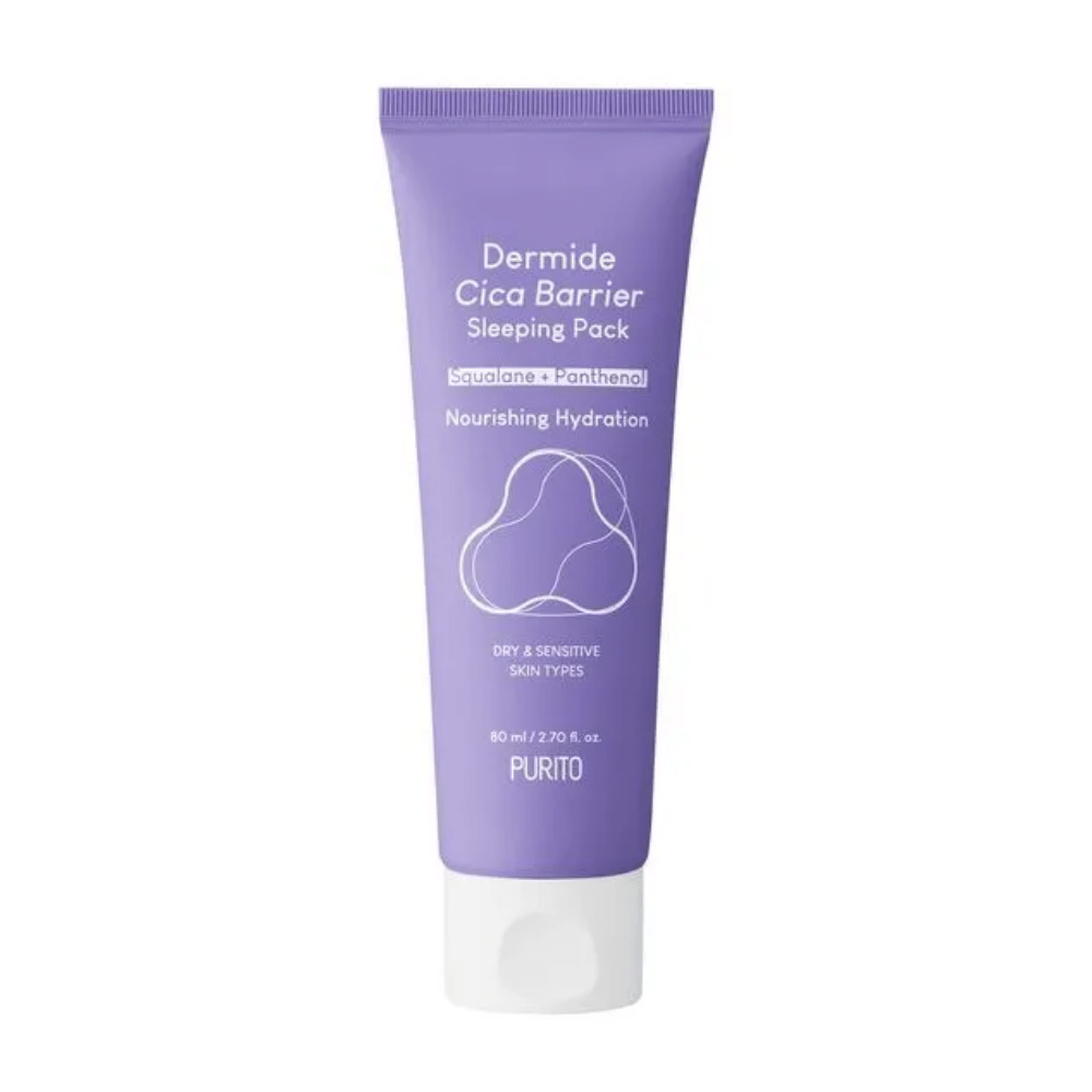 PURITO Dermide Cica Barrier Sleeping Pack 80ml para piel sensible hidratada.