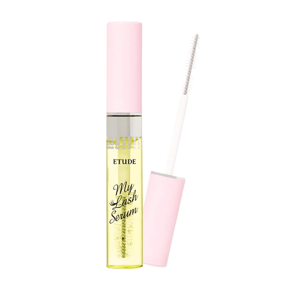 Una botella ETUDE's My Lash Serum 9g con tapa rosa.
