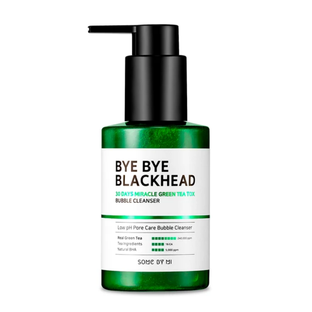 Bye Bye Blackhead 30 Days Miracle Green Tea Tox Bubble Cleanser 120g de SOME BY MI para el cuidado de la piel.