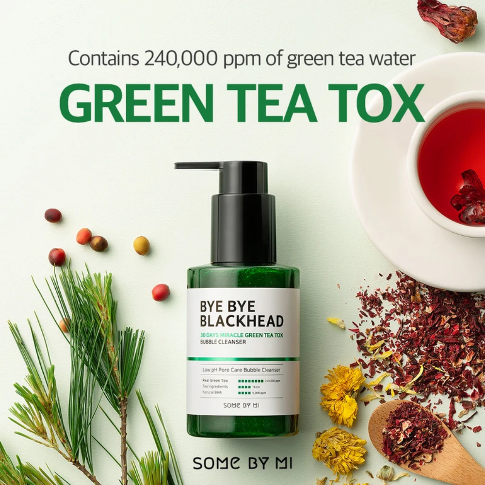 SOME BY MI Bye Bye Blackhead 30 Days Miracle Green Tea Tox Bubble Cleanser 120g limpiador facial.