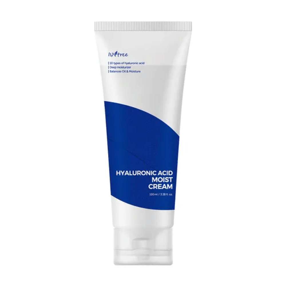 Un tubo Isntree Hyaluronic Acid Moist Cream 100ml para hidratación.