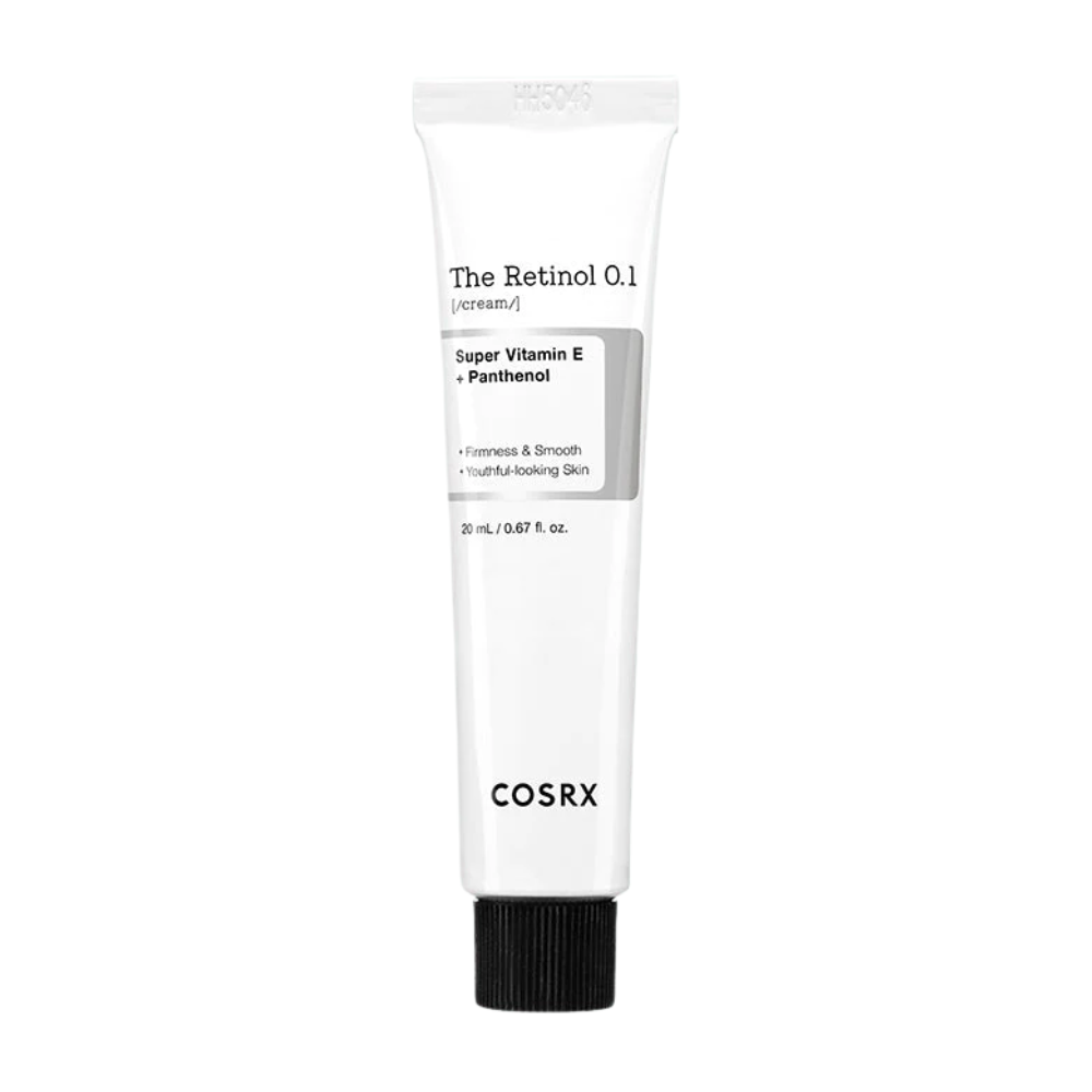Un tubo COSRX Retinol 0.1 Crema 20ml en fondo blanco.